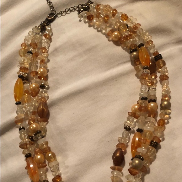 Burnt Orange and White Beaded Choker - Picture 2 of 4